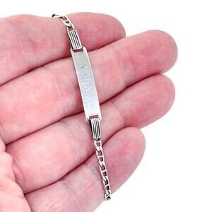 Vintage Italy Sterling Silver 925 Anchor Chain ID Bracelet 6.5"